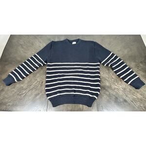 Heimat Signal Sweater Ink / Seashell Mariner Striped 100% Virgin Wool Men's XXL